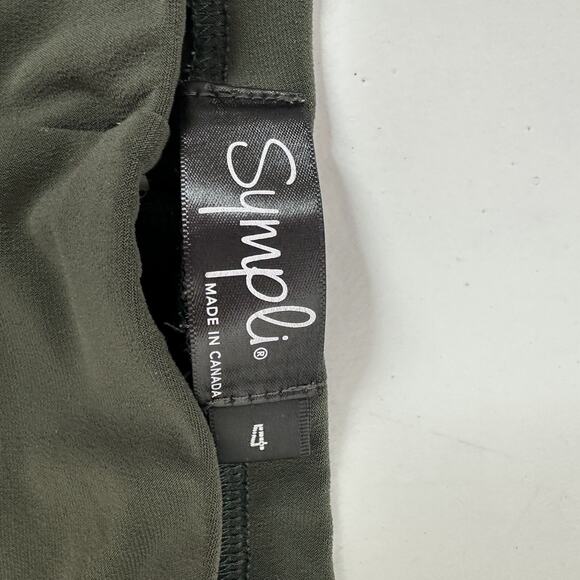 Sympli Pants Womens 4 Green Cropped Pull On Buttons Elastic Waist - Picture 7 of 14